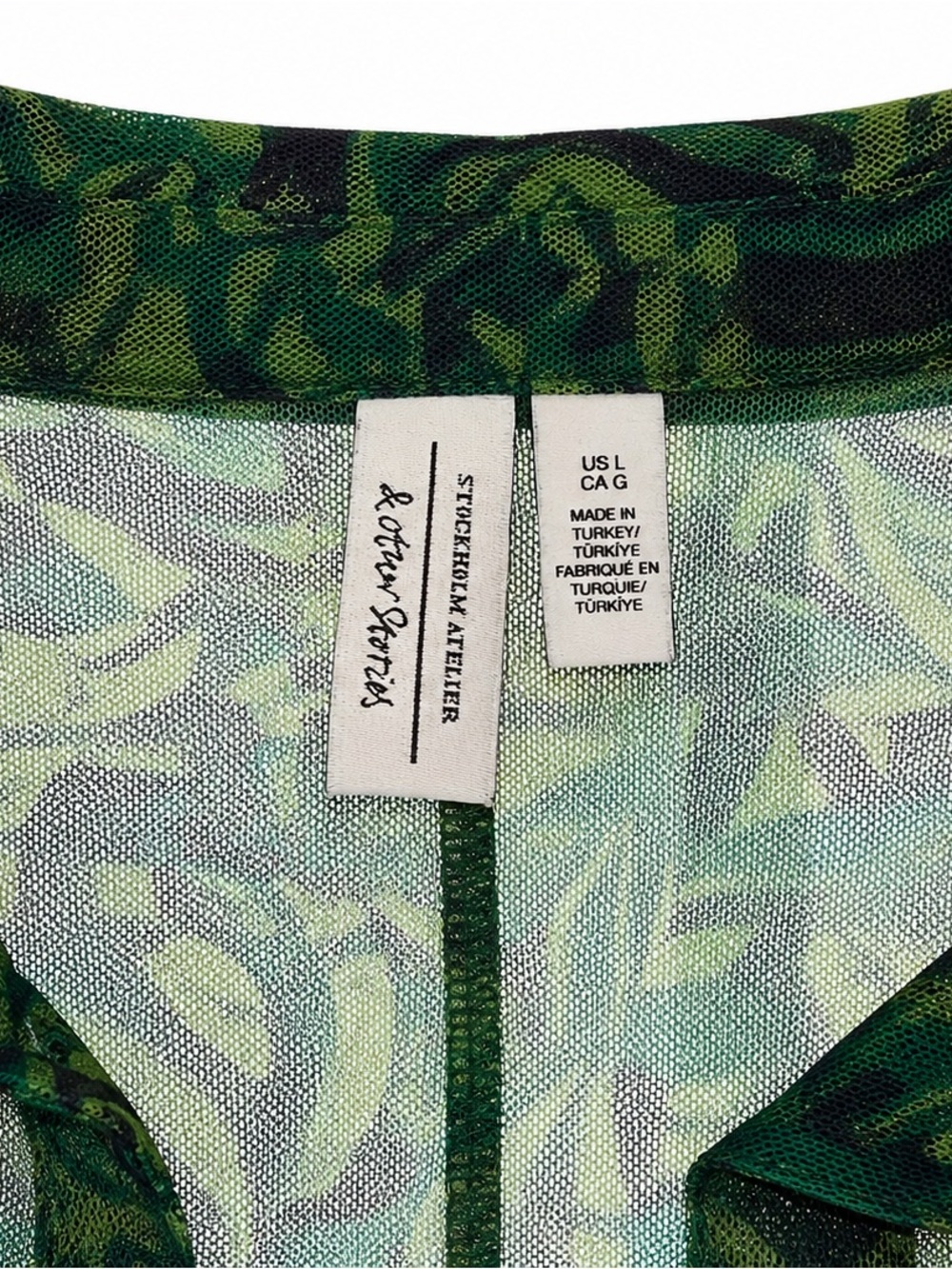 & Other Stories Stockholm Atelier Sheer Green Mesh Button Front Blouse US L - Picture 3 of 4